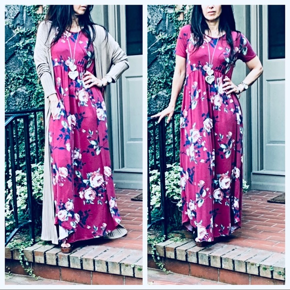 Floral print side pocket maxi dress - Picture 8 of 8